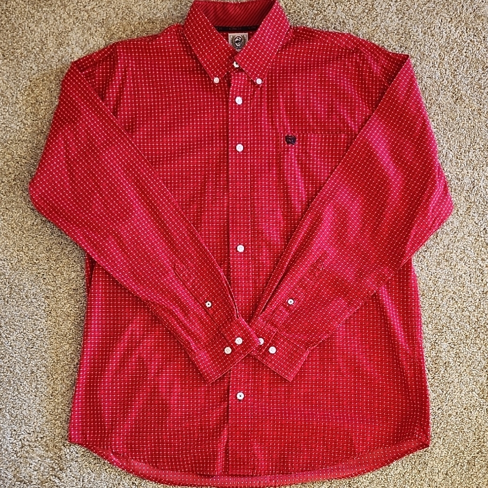 Cinch Red Casual Button Down Shirt with Classic Design